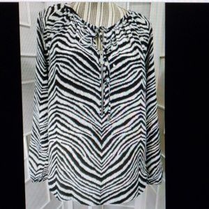 Sz 12 Michael Kors Black & White Tiger Print Shirt